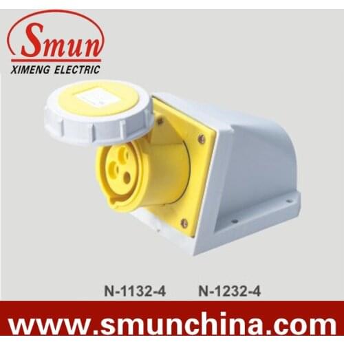 N-1132-4 16A 110-130v 2P+E 3pin Industrial Wall Socket with CE ROHS 1 Year Warranty IP67 degree PA66