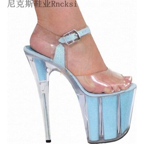 Rncksi Sexy 20cmHigh Heel Sandals White 10CM Platform shoes Female T-stage Fetish Extreme High Heels Woman Pole dancing Sandals