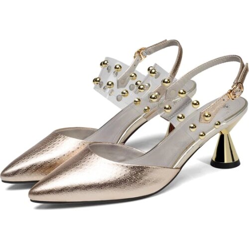 Big Size 9 10 11 12 high heels sandals women shoes woman summer ladies Transparent rivet with buckle and thick heel sandals