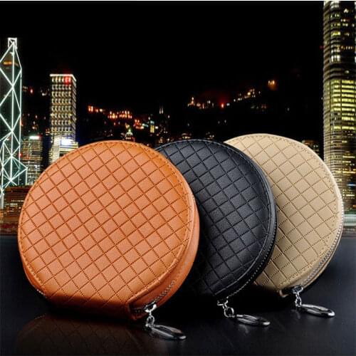 Ymjywl New Fashion Car Lattice CD Case For DVD box Automotive Supplies Storage Box Home Car Holder High Quality Leather CD Bag
