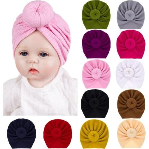 MAYA STEPAN 1 PCS Children Baby Hat Kids Cap Girls photography Props Spring Autumn Modis Beanie Turban Infant Props Donut Ball