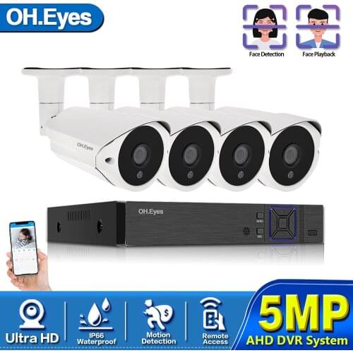4CH 5MP DVR NVR Security Camera System H.265 Face Detection 5.0MP AHD Bullet Camera Indoor Outdoor CCTV Video Surveillance Kit