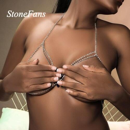 StoneFans Rhinestone Chain Strap Bra Breast Jewelry Women Waist Chain Underpant Summer Beach Party Show Sexy Body Chain 2020