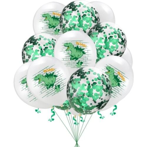 10pcs Dinosaur World Balloon 12" Confetti Balloon for Dino Baby Shower Birthday Party Decorations Jungle Jurassic Party Supplies