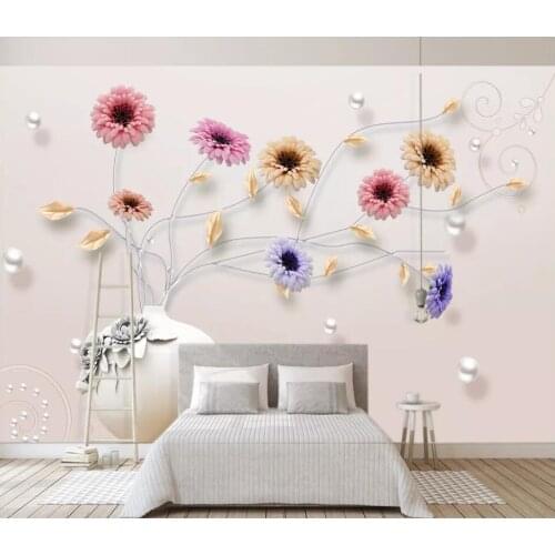 WDBH Custom photo 3d wallpaper Modern minimalist style embossed vase background home decor living room wallpaper for walls 3 d