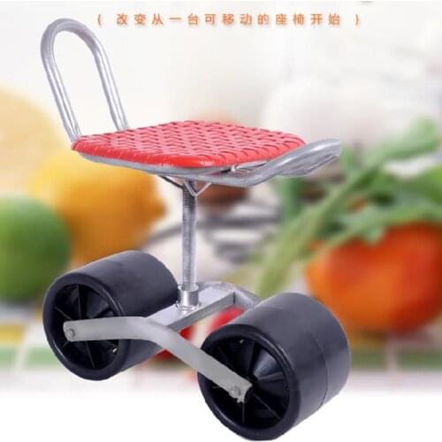 Firm iron Garden cart tool Planting pickingstool Comfortable PU sponge seat Pad Moving work chair with wheelsGarden Supplies