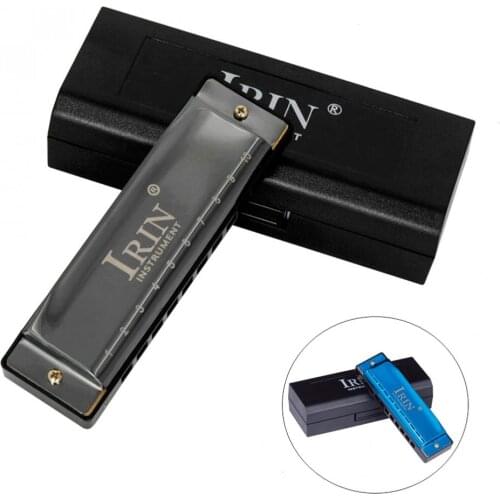 Gold 10 Hole 20 Tone Resin Frets Blues Harmonica Key of C Mouth Organ Blue / Black Optional