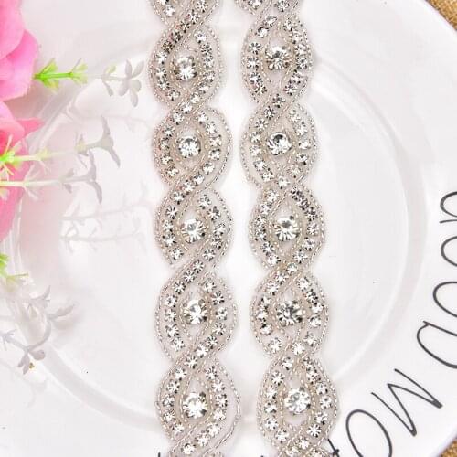 1yards/lot 8-shape design crystal rhinestone chain hotfix clear crystal applique for bridal headdress wedding belt