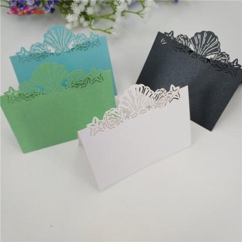 12*9cm 10Pcs Laser Cut Seat Card Pearl Paper Place Table Cards Wedding Decoration Craft Festive Events Supplies 7ZSH076