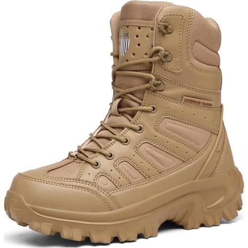 2021 Brand Men Military Boots Quality Special Force Tactical Desert Boots Combat Ankle Boats Army Work Shoes Leather Snow Boots