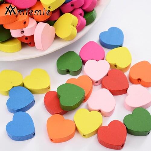 30Pcs/Lot Love Pattern Beads Wooden Heart Shape Spacer Beads For jewelry Making DIY Wood Pacifier Clip Toys 16*18mm Accessories