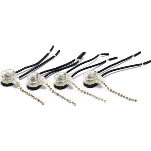 4pcs/Lot 125/250V Wall Light Pull Switch Home Ceiling Fan Lamp Universal Pull Chain Cord Switch Set Replacement Tools