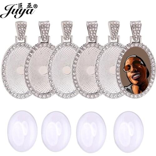40PCS Rhinestone Oval Cabochon Pendant Base Settings DIY Jewelry Making 20x30mm Alloy Tray Crafts For Necklace Keychain Findings