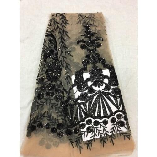Aa1139 black sequin new african flower best quality net mesh lace fabric for wedding party/sawing
