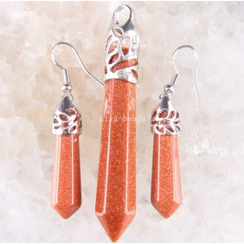 Free Shipping New without tags Fashion Jewelry Sets Zinc Alloy Gold Sandstone Earrings Pendant Beads RK1661