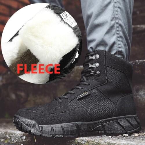 Winter Warm Fleece Wool Boot Tactical Combat Training Military Boots Outdoor Non-slip Thermal Wearproof Hiking Climbing Shoes