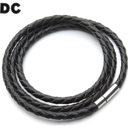Fashion Black Brown Braid 100% Genuine Leather Bangle Bracelets Cord Wrap with Magnetic Clasp for Men Women Friendship Jewelry