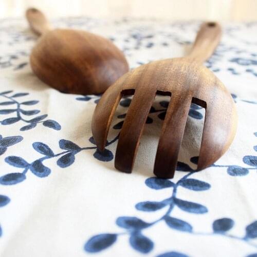 Wooden Spoon Salad Fork Large Serving Spoon Set Wood Long Soup Utensils Kitchen Spoon Ladle Tableware Handle Server Salad Y6S3