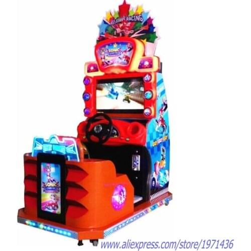 Children Kids Sonic Coin Operated Simulator Driving Car Racing Arcade Game Machine