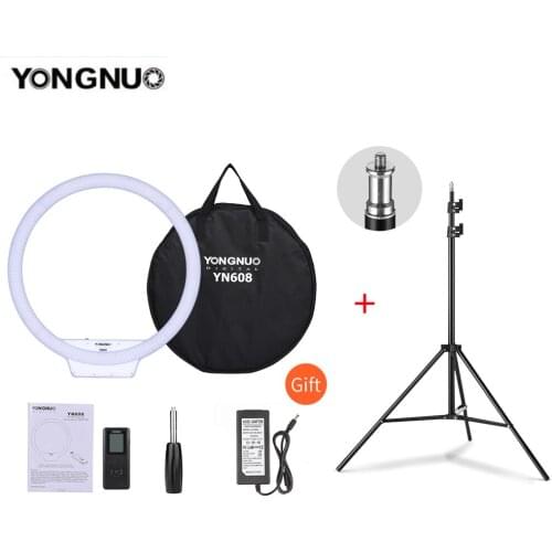 YONGNUO YN608 3200K~5500K Bi-Color Ringlight LED Light Video Light Photography Flashlight Studio Camera Light