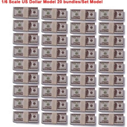 1/6 Scale Scene Accessories US Dollar Model 20 Bundles/Set Fit 12 Inch Action Figure Doll Toys Use Double-sided Printing