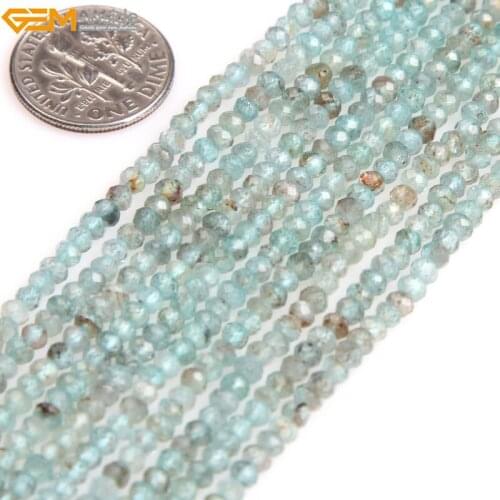 Gem-inside Natural AAA Grade Blue Faceted Rondelle Heishi Apatite Spacer Beads For Jewelry Making 15" DIY Christmas Gift