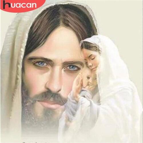 HUACAN Diamond Art Painting Religion Pictures Of Rhinestones 5D DIY Diamond Embroidery Jesus Mosaic Cross Stitch Handmade Gift