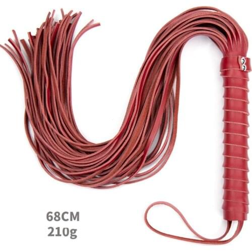 68CM Genuine Leather Tassel Horse Whip With Handle Flogger Equestrian Whips Teaching Training Riding Whips
