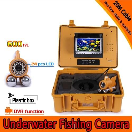 Underwater Fishing Camera Kit with 20Meters Depth Dual Lead Bar & 7Inch Monitor with DVR Built-in & Yellow Hard Plastics Case