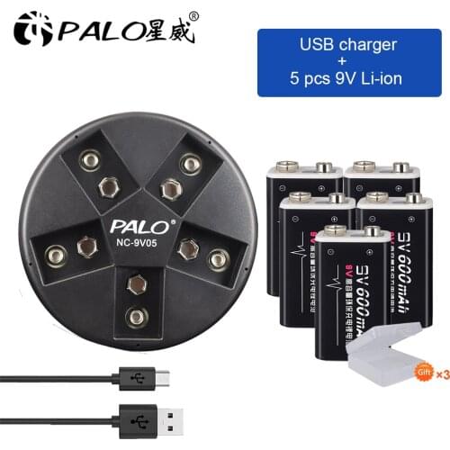 9v li-ion rechargeable battery and smart charger for 9v ni-mh li-ion batteries