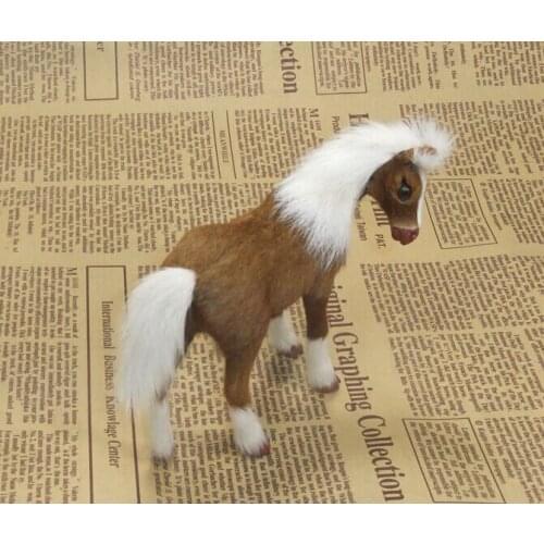 Small cute simulation horse model plastic&fur yellow horse doll gift 12.5x11cm a174