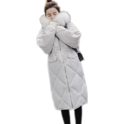 Fashion Hooded Large Fur Collar Winter Women Jackets 2018 Loose Down Cotton Jacket With Sashes Female Parkas Thicken Padded Q635