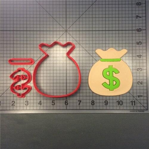 Cartoon Money Bag Cookie Cutter Kitchen Baking Supplies DIY Cake Icing Decoration Kit 3D Printed Custom Seal
