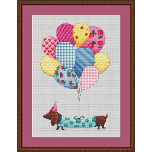 HH Birds and Peach Blossoms and Birds Counted Cross Stitch Kit Cross stitch RS cotton with cross stitch Balloon on Sausage Dog