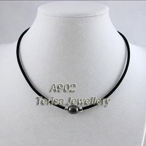 New Free Shipping A902# Grade AA Black Color 10MM Pearls Leather String Necklace 1.2mm Natural Fresh Water Pearls Necklace
