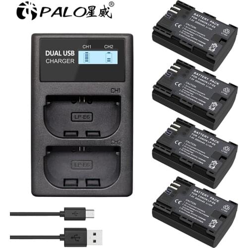 PALO LP-E6 LP-E6N LP E6 Battery LPE6 rechargeable Battery for Canon EOS 5DMark II III IV 6D 7D 60D 60Da 70D 80D 5DSR XC10