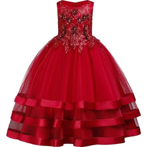 Flower Girls Wedding Dress for Girl Elegant Princess Dress Formal Long Embroidery Princess Party Evening Dress Children Clothing