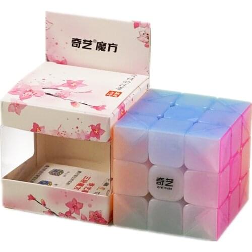 Qiyi 3x3 CUBE Jelly Color Stickerless 3x3x3 Magic Cube 3Layers Speed Cube Professional Puzzle Toys For Children Kids Gift Toy