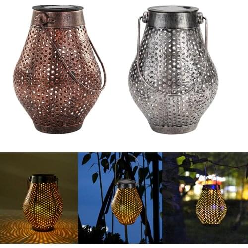 Retro Solar Power LED Lantern Lawn Landscape Waterproof Tin Can Optically Controlled Induction Light Outdoor Garden Hanging Lamp