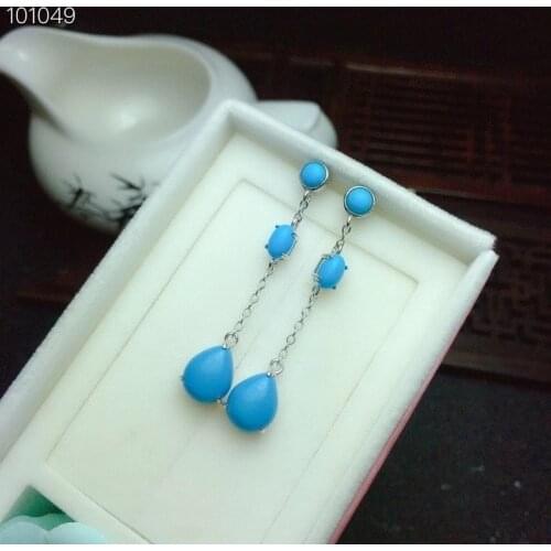 Natural Stone Earrings for Women Turquoises Danglers Round Beads Earring Female Jewelry Gifts