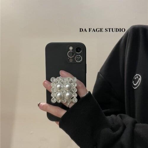 Luxury fashion pearl gem Lace Bracket oft silicon Phone Case For apple iPhone 7 8 Plus X XS XR MAX 11 Pro 12 MiNi SE 6 6S cover