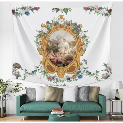 Vintage European Flowers Roman Park Wall Tapestry Cover Beach Towel Picnic Yoga Mat Home Decoration