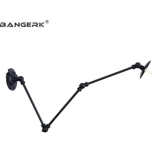 Vintage Industrial Telescopic Folding LED Wall Lamp Loft Three Links Long Arm Sconce Wall Lights Iron Black Indoor Lighting