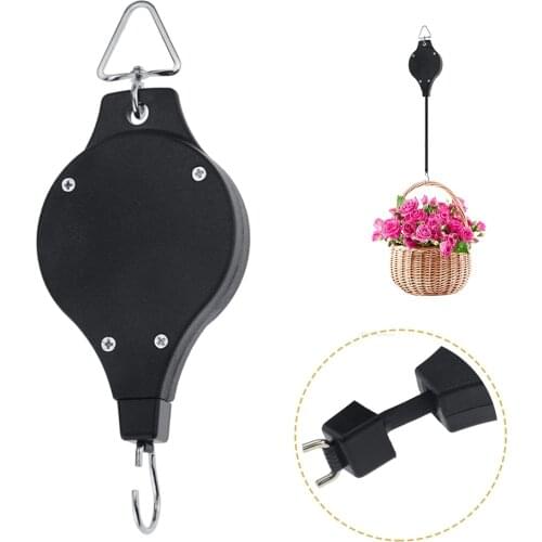 20-90 cm Retractable Hanging Basket Pull Down Hanger Pulley Garden Baskets Plant Pots Hanging Basin Retractable Hook Greenhouse