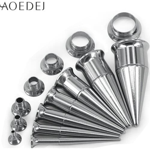 AOEDEJ 2-10mm 2 In 1 Ear Plugs And Tunnels Piercing Ear Gauges Stainless Steel Taper Ear Expander Pair Screw Fit Jewelry Oreille