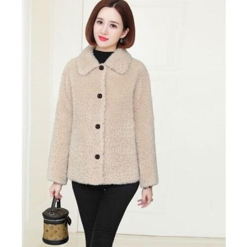 Women Autumn Winter Clothing Real Sheep Shearling Fur Coat Female Natural Wool Outerwear Lamb Fur Jackets Abrigo Mujer X112