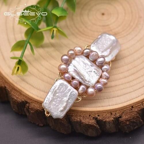 GLSEEVO Natural Freshwater Baroque Pearl Hairpin For Woman Wedding Square Handmade Fashion Jewelry Hair Accessories GH0013B