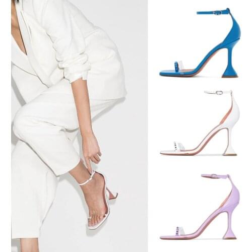 Womens Sandals 2021 Sexy Square Head Strap High Heels Basic Shoes Casual Party Pumps Female Fashion Summer Size 35-42