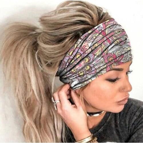 Women Headpiece Stretch 2020 Turban Hair Accessories Headwear Yoga Run Bandage Hair Bands Headband Wide Headwrap Elastic Turban