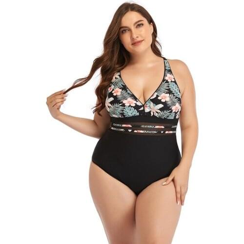 2021 Summer New Fashion Printed Ladies Swimsuit Large Size One-piece Swimsuit Sexy Gathered Backless Swimsuit Bikini XXXL